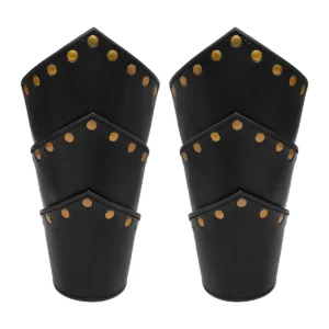 Handcrafted Leather Bracer with Brass Adornment