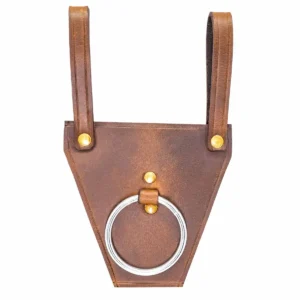 Medieval Leather Ring Sword Frog 3 mm Thick Genuine Leather Holder with Ring for LARP, Costume & Cosplay