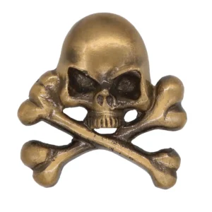 Antiqued Brass Skull Leather Mount for Cosplay or LARP Functional Accessory