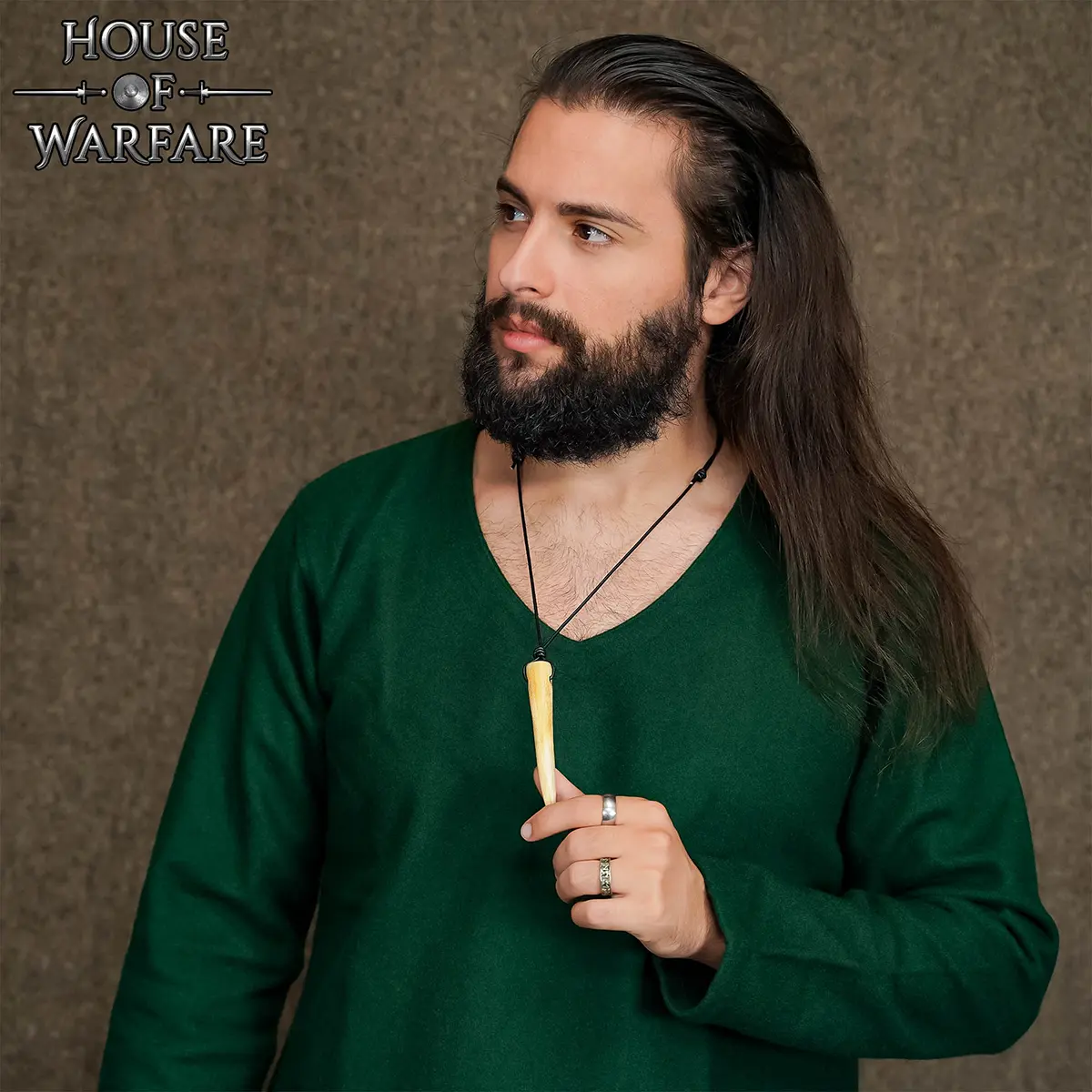 Viking Horn Pendant Necklace with Adjustable Leather Cord – 4” Polished Natural Horn Viking Horn Pendant Necklace with Adjustable Leather Cord – 4” Polished Natural Horn - Image 2