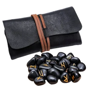 Viking Rune Stones with Leather Pouch