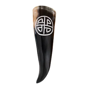 Viking Warrior 300 - 400 ML Drinking Horn with Valknut Hand Carved Design