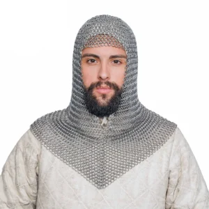 Chainmail Coif – 8mm Butted  Ring – 16 Gauge, Stainless Steel – Ideal for LARP, Cosplay & Film Costumes