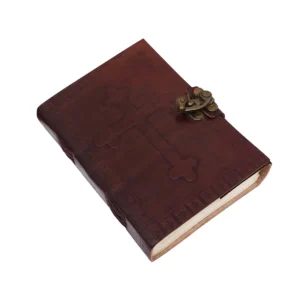 Handmade Leather Journal with Celtic Cross Embossing-Vintage Notebook