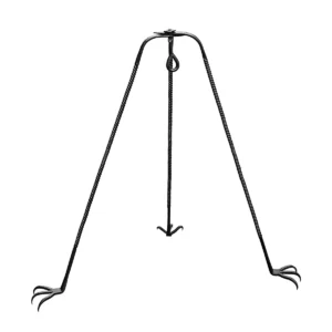 Medieval Three-Legged Iron Tripod Stand Hand-Forged Outdoor Rustic Campfire Cooking Gear