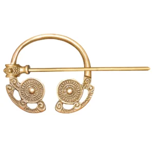 Roman Brass Finial Cloak Pin 1st–2nd Century Brooch for Historical Garments