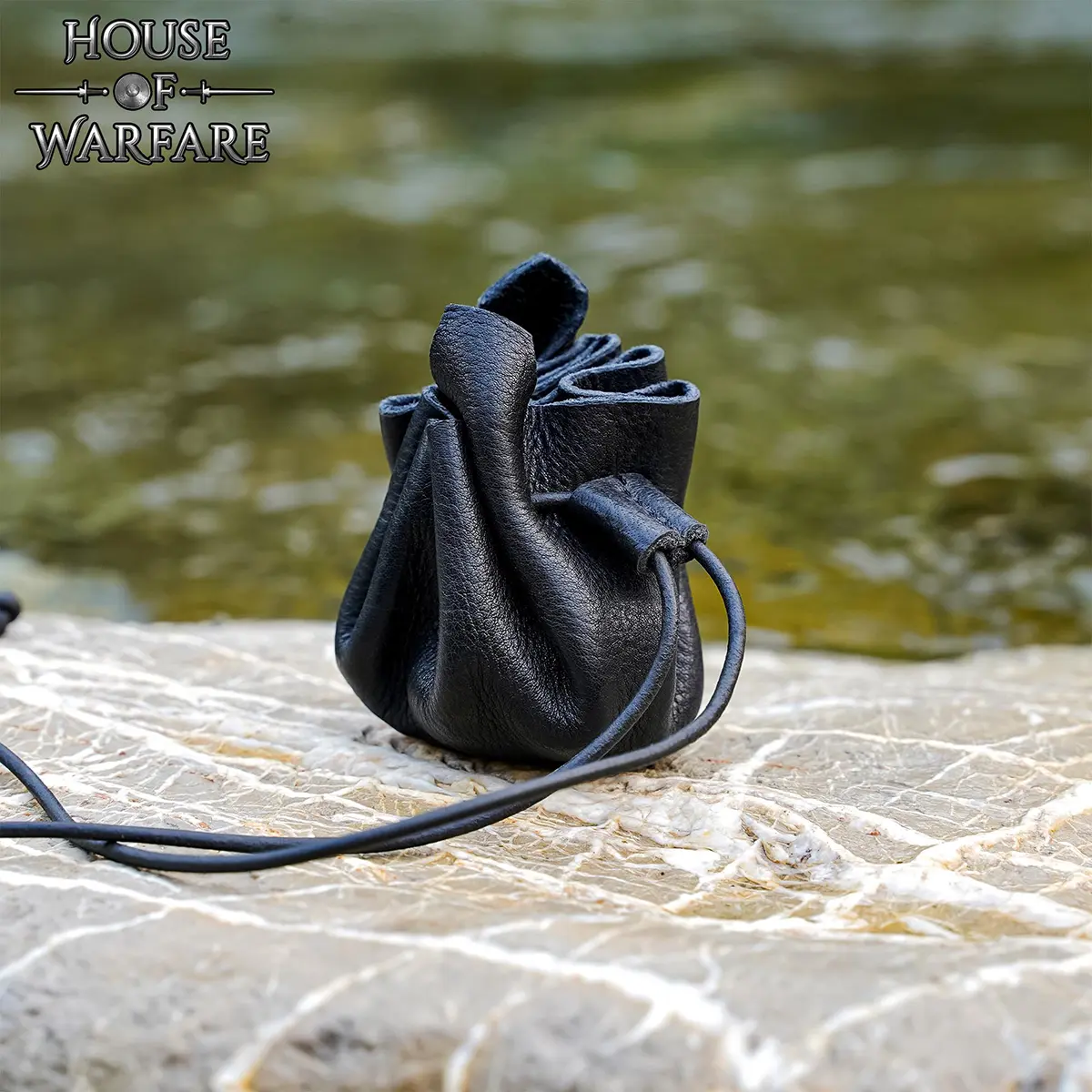 Small Leather Coin Purse – Handcrafted Black Drawstring Pouch for Coins, Dice, Jewelry Small Leather Coin Purse – Handcrafted Black Drawstring Pouch for Coins, Dice, Jewelry - Image 5