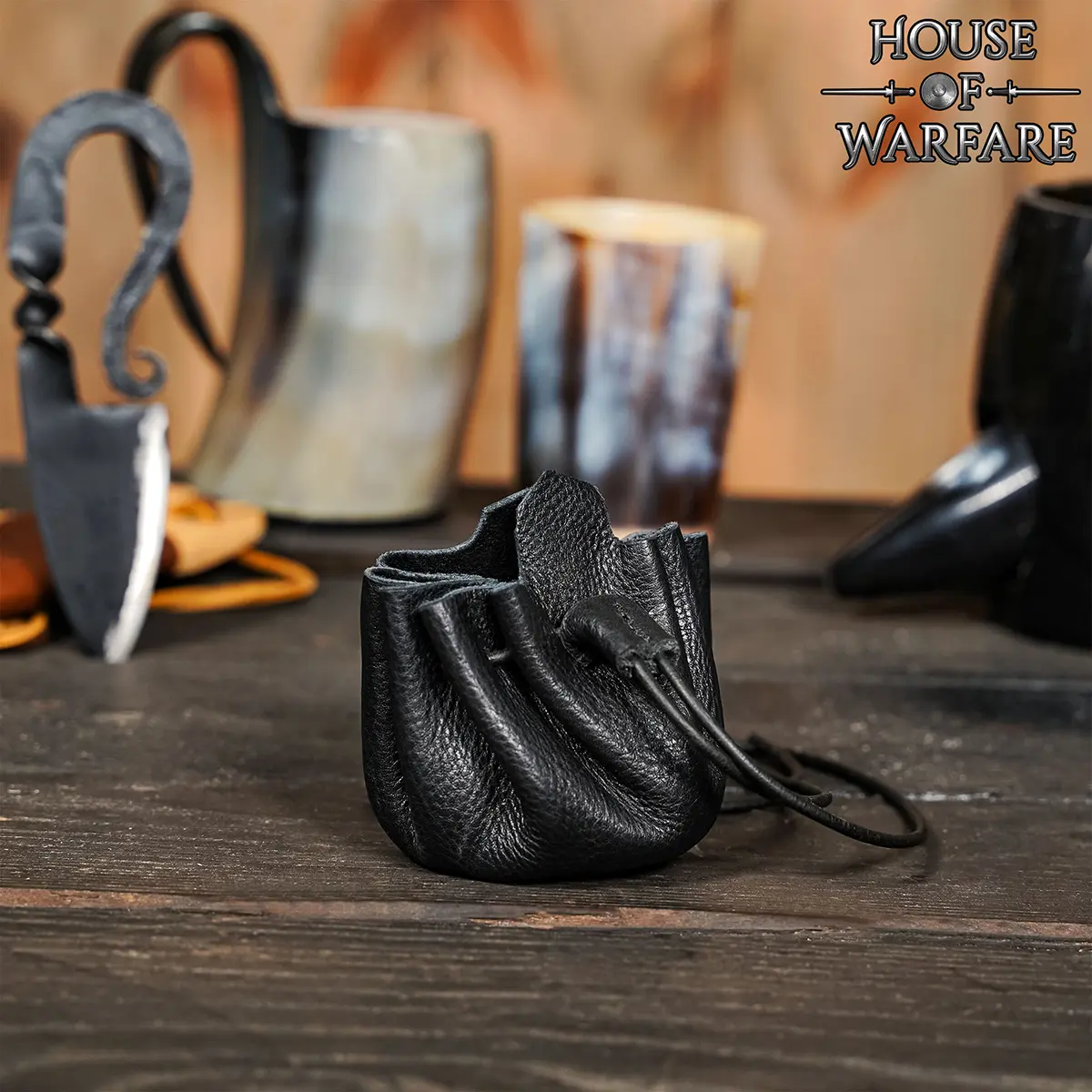 Small Leather Coin Purse – Handcrafted Black Drawstring Pouch for Coins, Dice, Jewelry Small Leather Coin Purse – Handcrafted Black Drawstring Pouch for Coins, Dice, Jewelry - Image 8