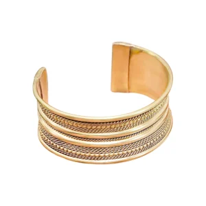 Handcrafted Brass Cuff Bracelet Medieval Braided Border
