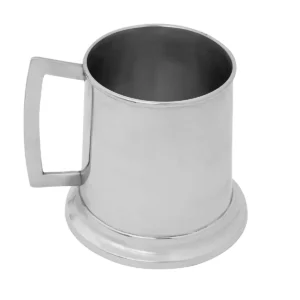 Medieval Stainless Steel Tankard Mug with Polished Handle & Pedestal Base – Ideal for LARP, Feasts, Parties & Gifts