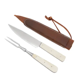 Knife and Eating Pick With Leather Sheath