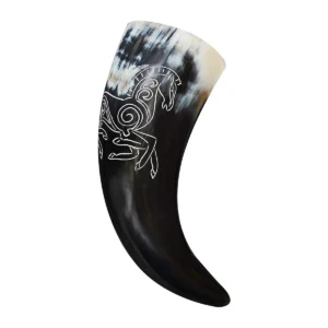 Engraved Horse Sigil Drinking Horn