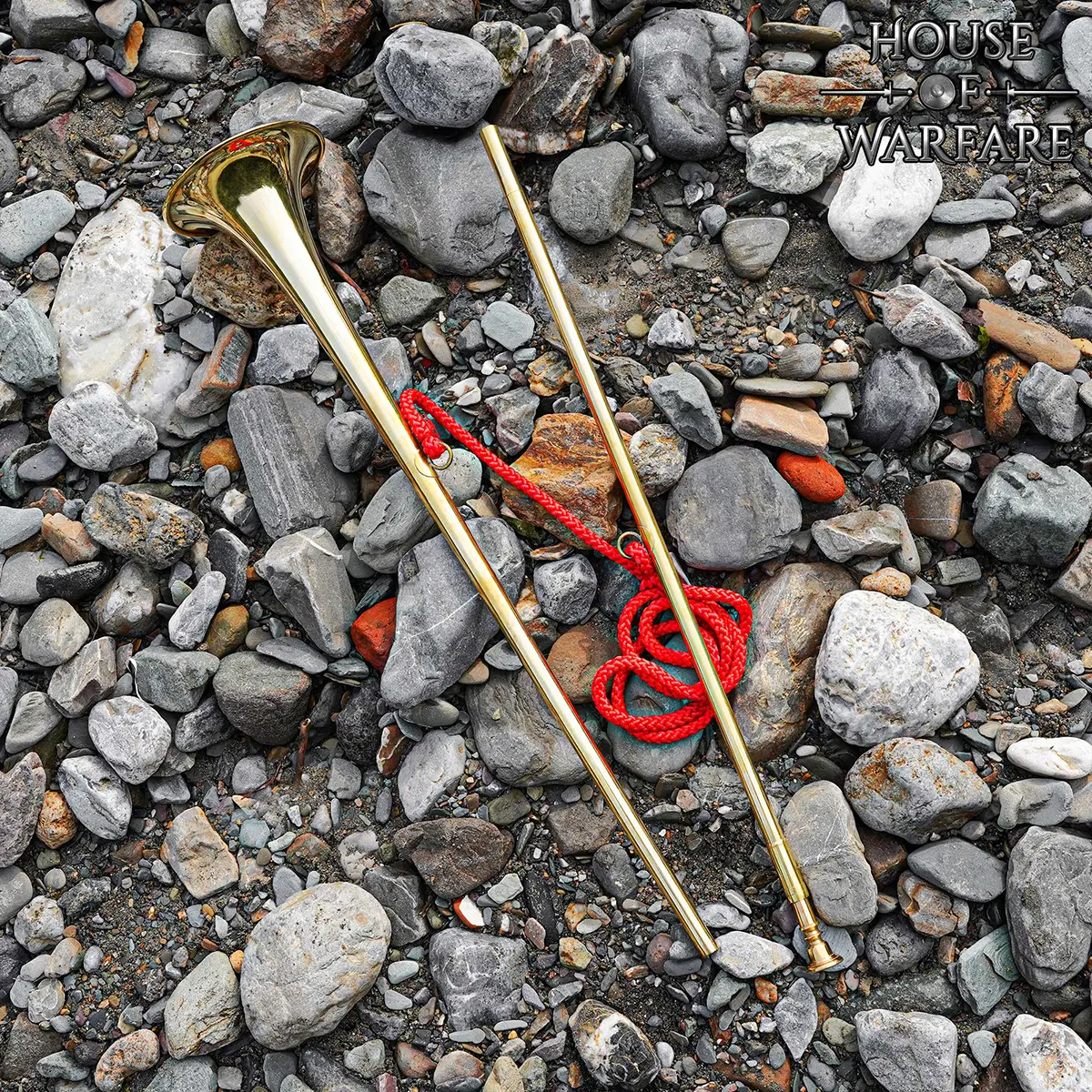 Medieval Brass Herald Trumpet – 50 Inch Polished Bugle with Red Cord Medieval Brass Herald Trumpet – 50 Inch Polished Bugle with Red Cord - Image 4