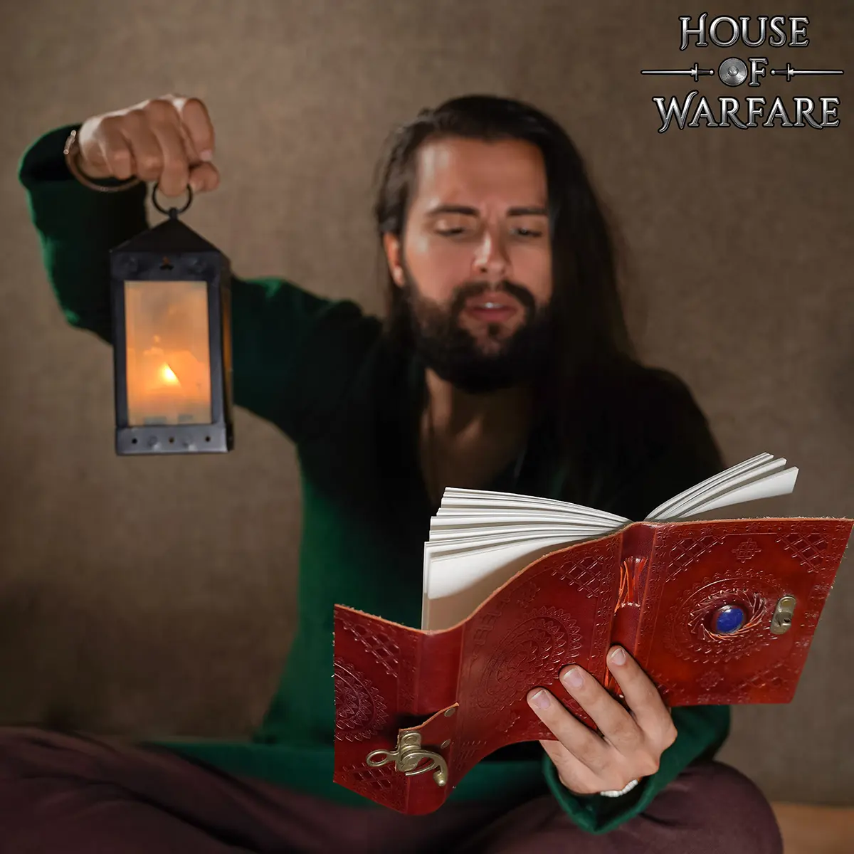 Medieval Engraved Leather Journal with Blue Stone – Handcrafted Diary with Brass Lock Medieval Engraved Leather Journal with Blue Stone – Handcrafted Diary with Brass Lock - Image 2