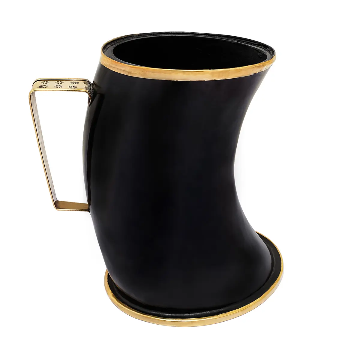 Viking Horn Tankard with Brass Rim