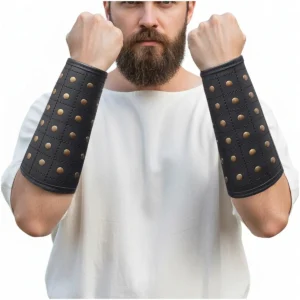 Raven Black Leather Bracers