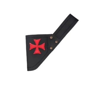 Medieval Knight Templar Sword Frog with Red Cross Appliqué