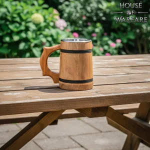 Wooden Tankard Mug Stainless Steel