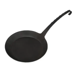 Medieval Hand-Forged Iron Camping Pan, Rustic Outdoor Cooking Pan
