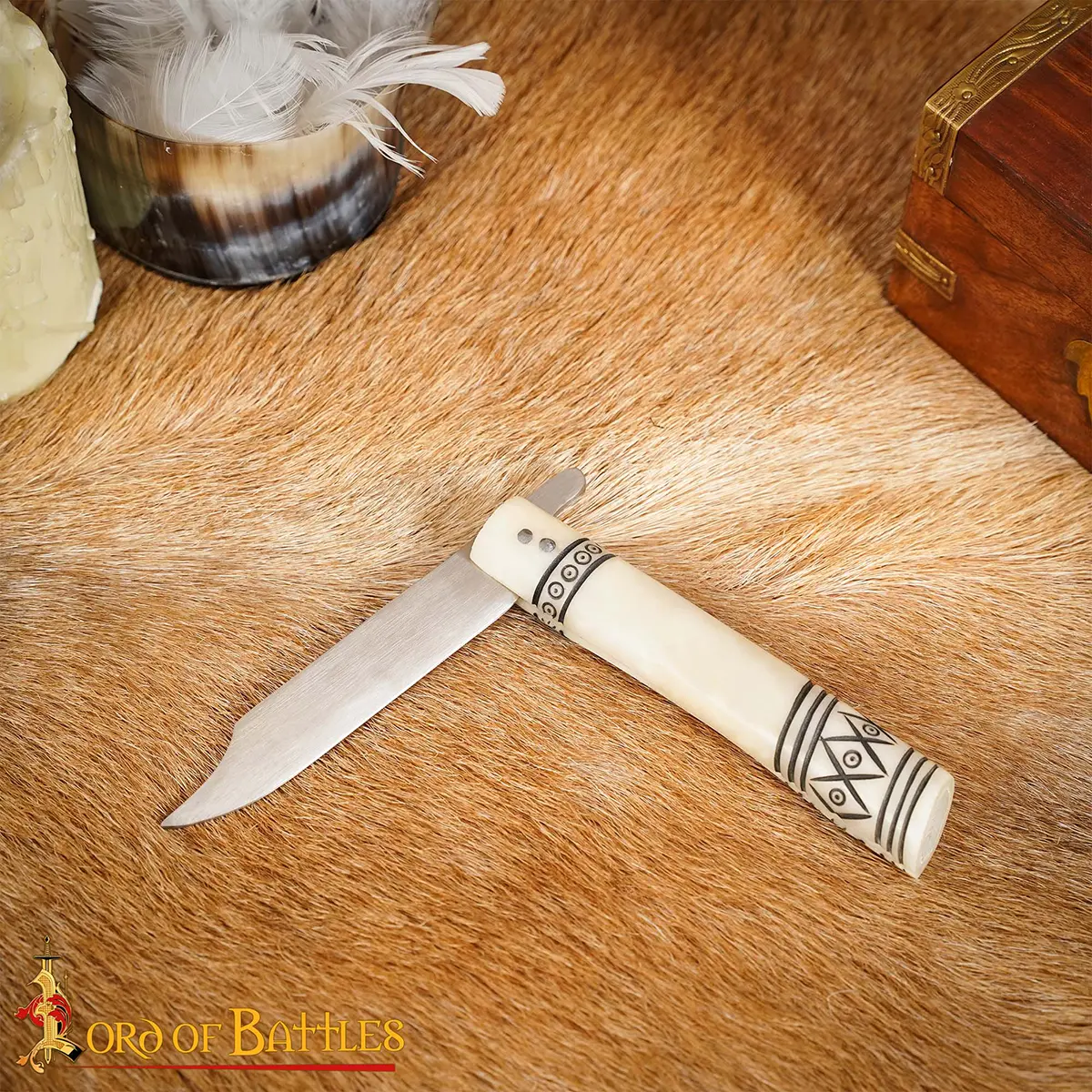 Iron Hand Forged Folding Knife with Bone Handle – 20 cm Polished Stainless Steel Blade Iron Hand Forged Folding Knife with Bone Handle – 20 cm Polished Stainless Steel Blade - Image 5