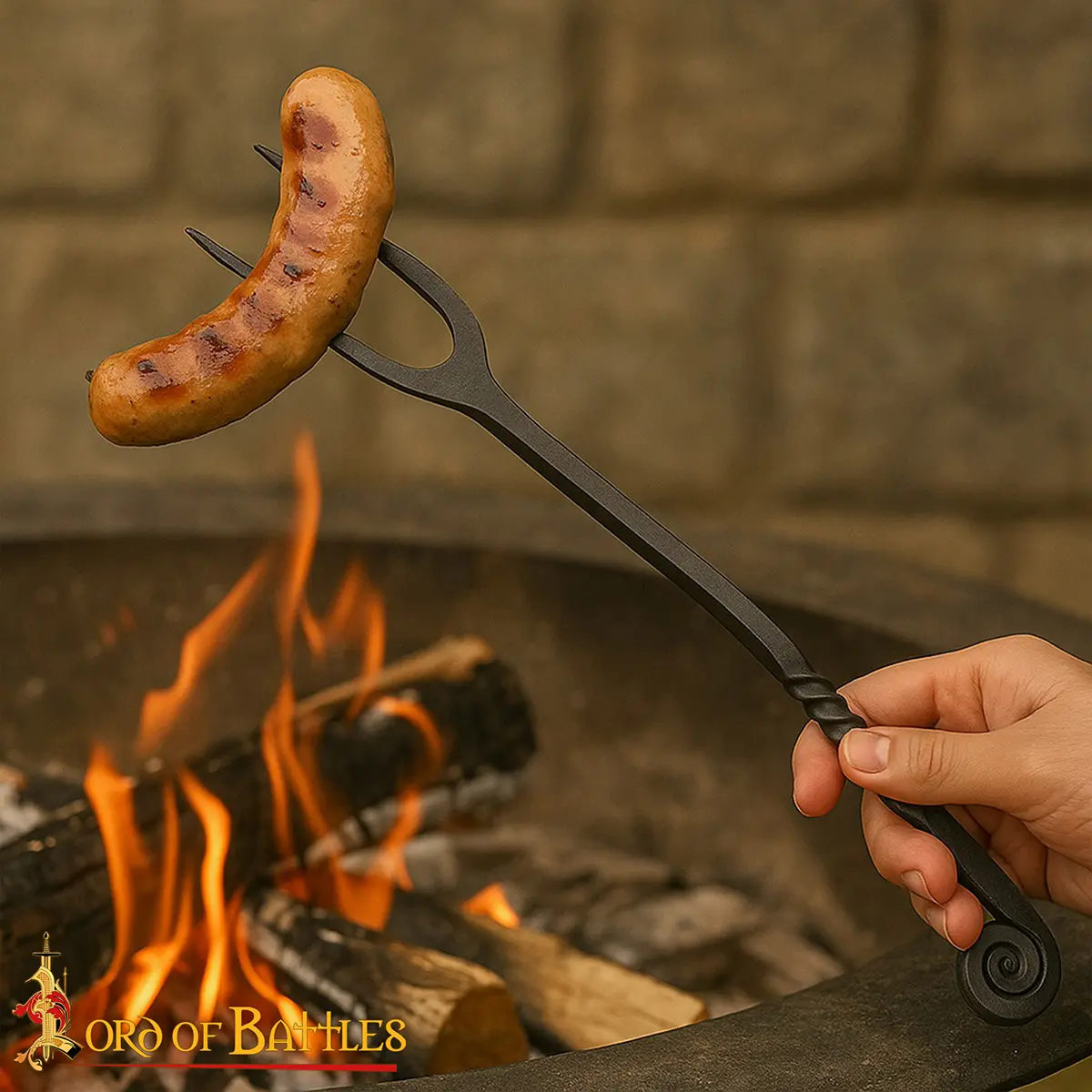 Hand-Forged Viking Iron Pot Fork – Twisted Handle Serving Tool , Rustic Kitchen ware Hand-Forged Viking Iron Pot Fork – Twisted Handle Serving Tool , Rustic Kitchen ware - Image 2