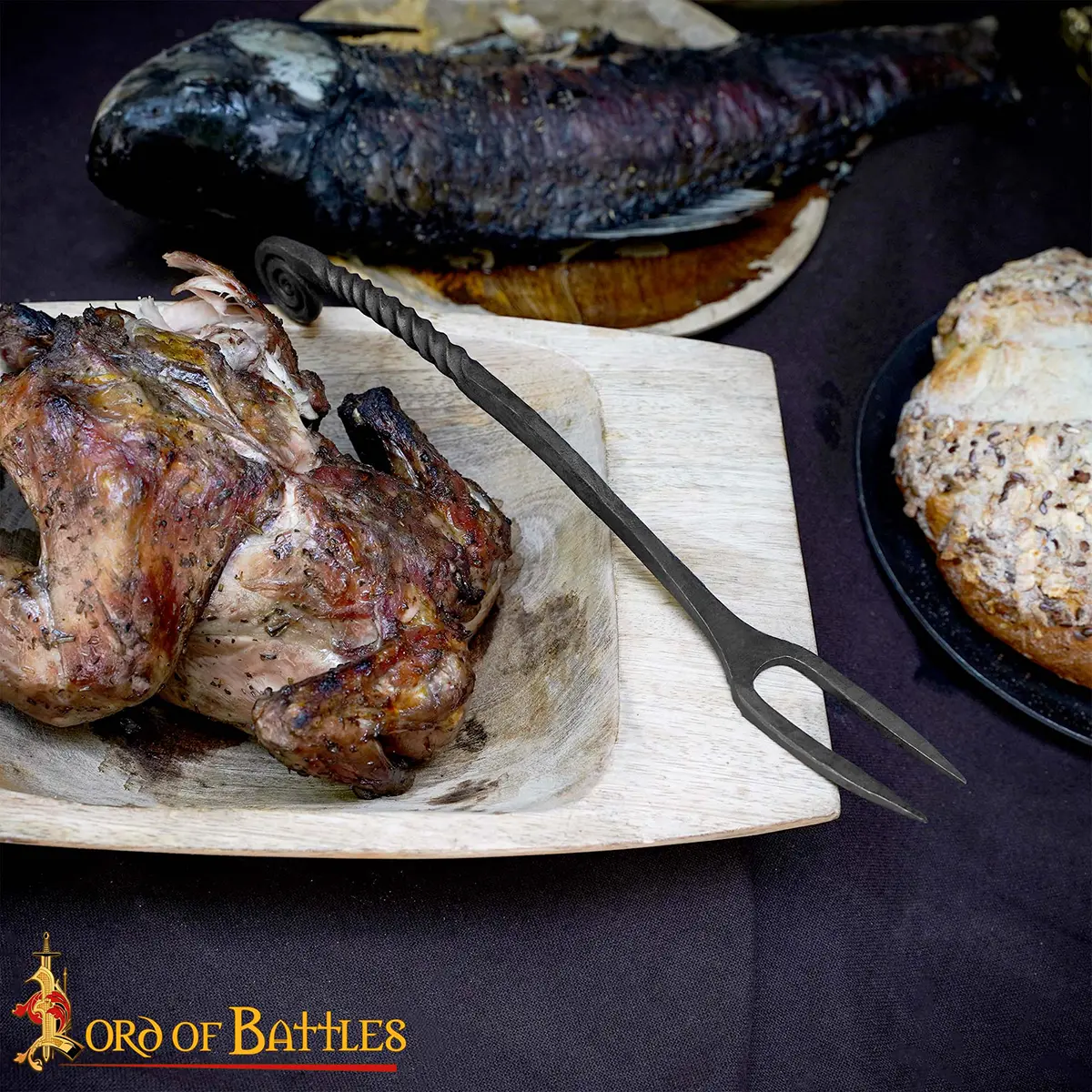 Hand-Forged Viking Iron Pot Fork – Twisted Handle Serving Tool , Rustic Kitchen ware Hand-Forged Viking Iron Pot Fork – Twisted Handle Serving Tool , Rustic Kitchen ware - Image 7