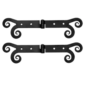 Vintage Door Hinges - Set of 2 Hand Forged Rustic Scroll Hinges