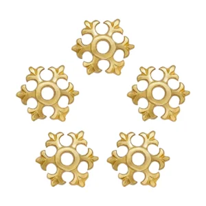 Fleur Rosette Belt Studs or Conchos Pure Solid Brass Set of 5