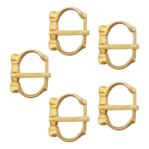 Miniature Medieval Brass Buckles Set of 5 Hand crafted 13th–14th Century Style Fasteners , 1 cm Straps