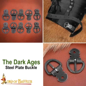 Medieval Plate Armor Buckle Set – Hand-Forged Blackened Iron (Set of 5)
