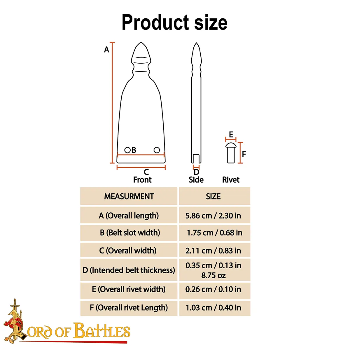 Medieval Pure Brass Belt Chape – Handcrafted Historical Belt End with Rivets, LARP, Accessory, Costume Medieval Pure Brass Belt Chape – Handcrafted Historical Belt End with Rivets, LARP, Accessory, Costume - Image 3