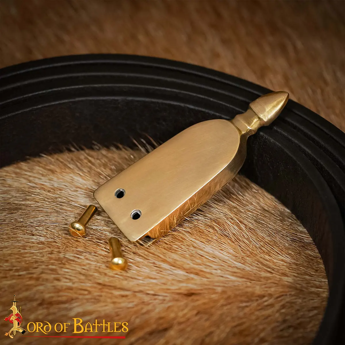 Medieval Pure Brass Belt Chape – Handcrafted Historical Belt End with Rivets, LARP, Accessory, Costume Medieval Pure Brass Belt Chape – Handcrafted Historical Belt End with Rivets, LARP, Accessory, Costume - Image 6