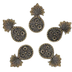 Antique Brass Belt Mounts Conchos – Adornments for Belts (Set of 5)