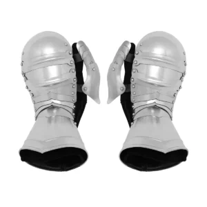 16 Gauge Medieval Clamshell Gauntlets with Suede Leather – Type B