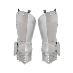 Gothic Knight Leg Armor with Poleyns – 16 Gauge Polished Steel