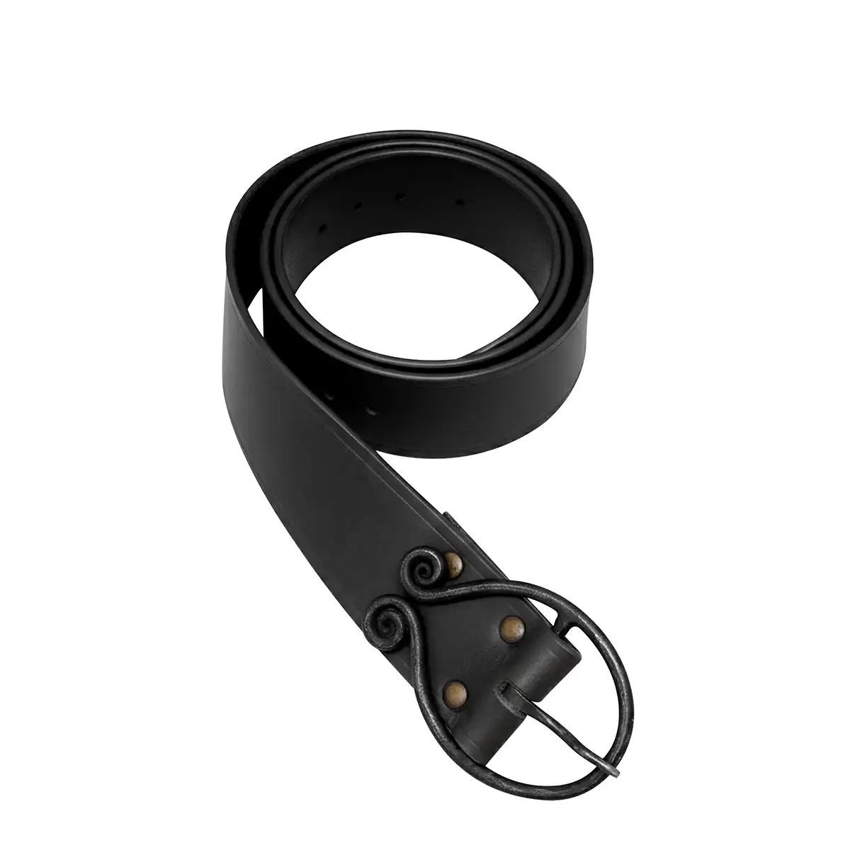 26266BK-Featured Medieval Leather Belt with Scroll Buckle