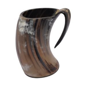 Viking Age Horn Tumbler with Handle and Leather Strap (800 ml)