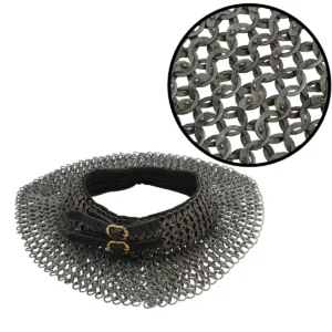 Medieval Chainmail with Alternating Solid Flat Rings 9 mm, 17G Mild Steel, Wedge Riveted