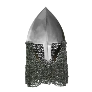 Olmutz Nasal 11th Century Helmet with Chainmail Camail 12 gauge