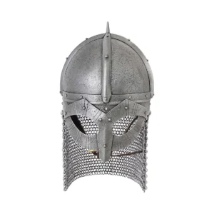 Gjermundbu Viking Helmet with Aventail – 14 or 16-Gauge Steel, Antique Finish with Leather Liner