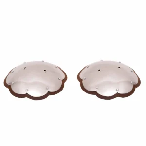 14th Century Light Roundel Spaulders with Leather Cut Edges 16 gauge