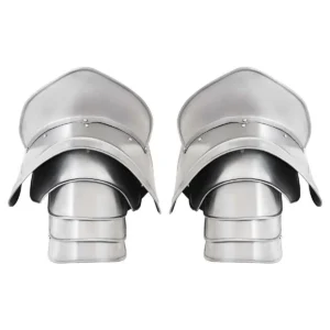 Medieval Steel Pauldrons – Knight Shoulder Armor with Ridges