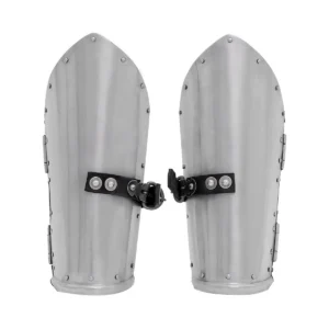 14th-15th Century Warrior Bracers – Steel Forearm Armor with Suede Lining