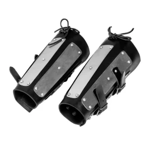 Splinted Bracers Genuine leather vambrace reinforced by steel plates