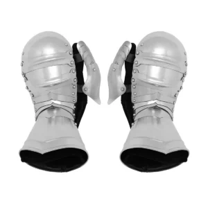 16 Gauge Medieval Clamshell Gauntlets with Suede Leather – Type B