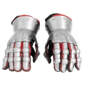 Medieval Hourglass Gauntlets 14th Century Steel Gloves Suede Lining