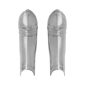 Medieval Knightly Greaves Type D, Hand-Forged 18 Gauge Mild Steel with Adjustable Leather Straps