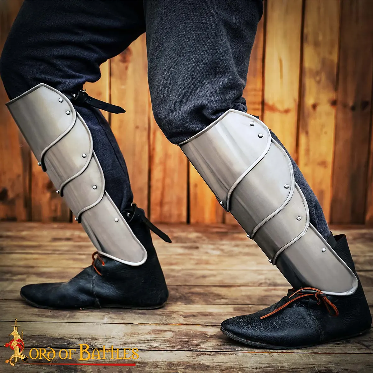 Medieval Steel Greaves Hand-made Leg Armor with Adjustable Straps Medieval Steel Greaves Hand-made Leg Armor with Adjustable Straps - Image 5