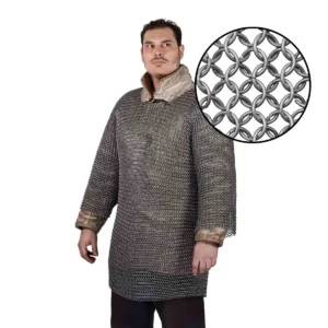 Medieval Chainmail Haubergeon Shirt – 9mm Round Rings, Butted, 16 Gauge High Tensile Steel