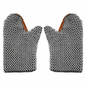 Chainmail Gloves – 8mm Butted Steel Rings - 16 Gauge, Mild Steel – Real Leather Lining – Medieval Gauntlet Mitt for LARP, SCA & Costume